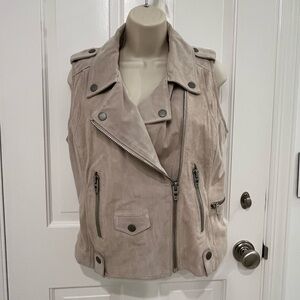 Beige Sleeveless Biker Vest